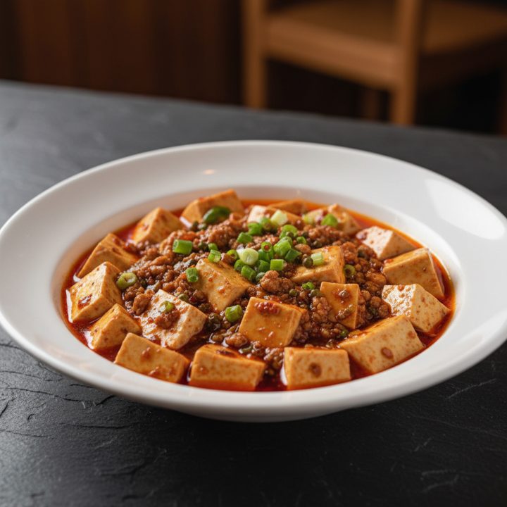 Ma po tofu is soft tofu in a spicy bean sauce.