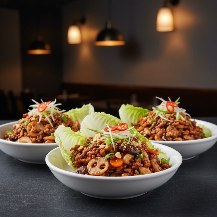 The San Choy Bow is lettuce cups with minced chicken.
