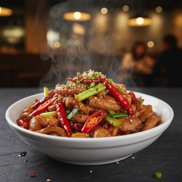 Stir-fried intestines with chilli and spicy sauce — that's one for the adventurous.