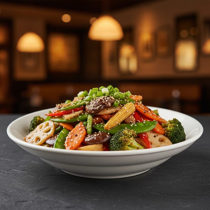 Mixed vegetable stir fry — that one's fully vegetarian.