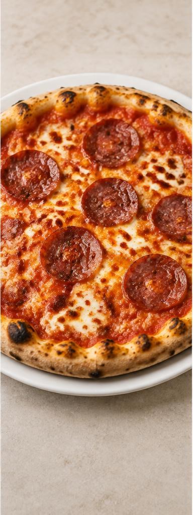 Pizza Diavola — tomato, mozzarella, spicy salami and chilli on a crisp base.