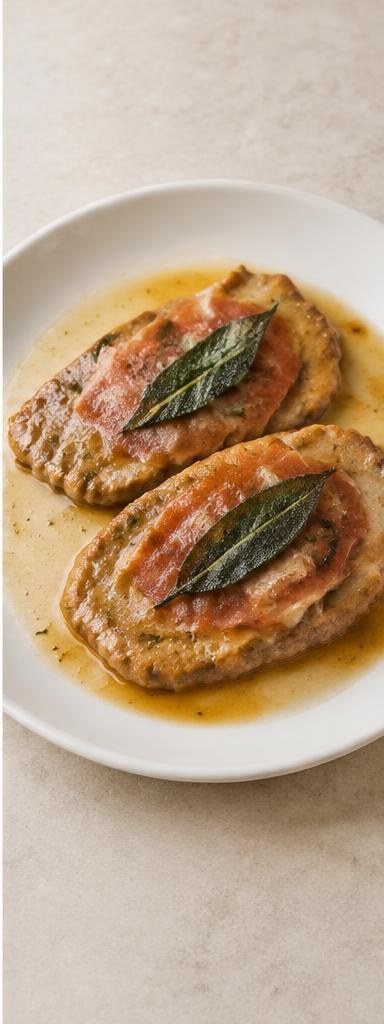 Saltimbocca alla Romana — veal with prosciutto and sage in a light white-wine sauce.