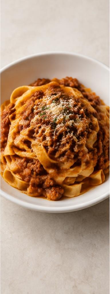 Tagliatelle Bolognese — ribbon pasta with a slow-cooked beef and tomato ragù.